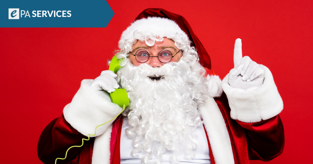 Santa Klaus on a telephone call